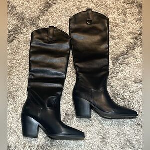 Faux leather cowboy boots